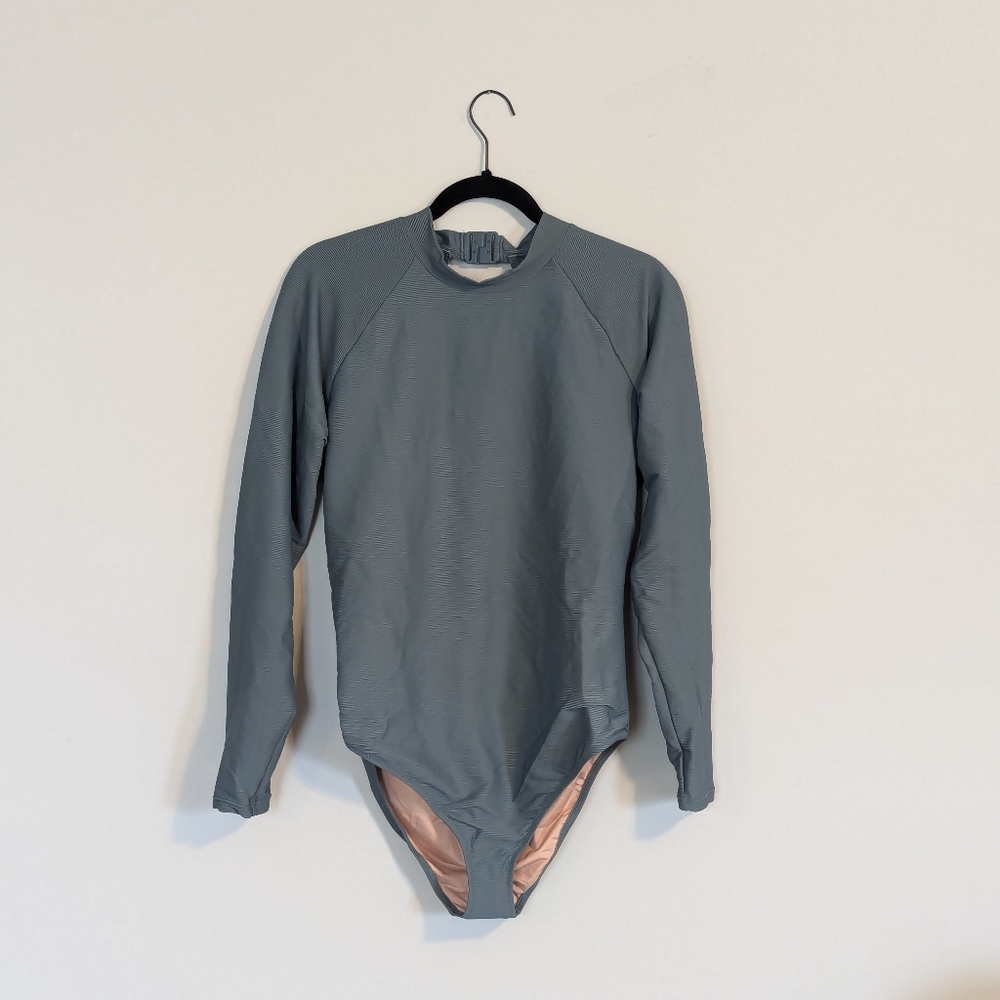 NWT J. Crew Teal Rashguard Long Sleeve Swimsuit